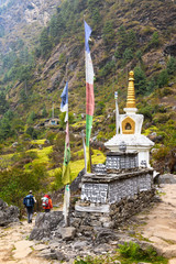 Trekking in Himalayas. Dudh Kosi valley, Nepal - obrazy, fototapety, plakaty