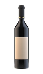 Wine bottle with blank lable isolated on white background