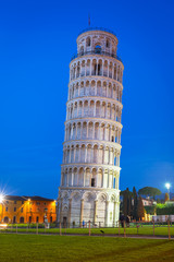 Leaning Tower of Pisa at night, Italy