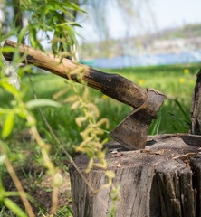 Axe in a stump