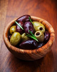 Foto op Plexiglas Green and black olives © Brebca
