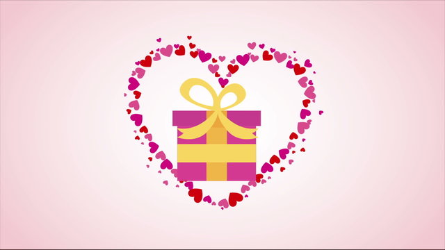Gift on pink heart Video animation, HD 1080