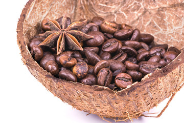 Coffee in coconut shell