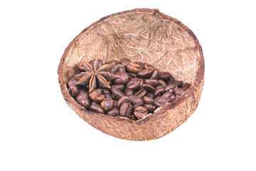 Coffee in coconut shell
