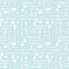 decorative yellow seamless pattern with words and symbols