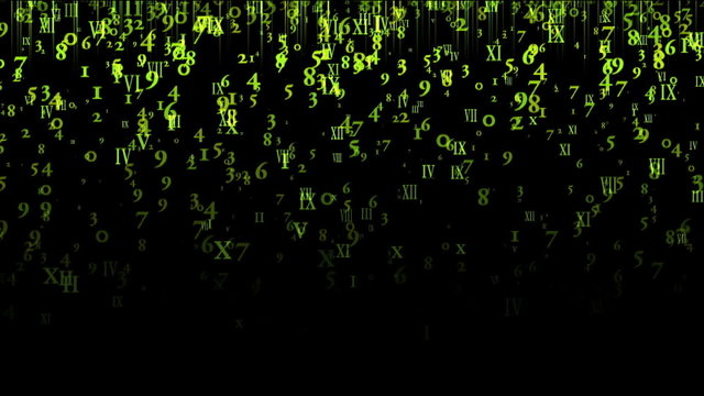 Moving green numbers