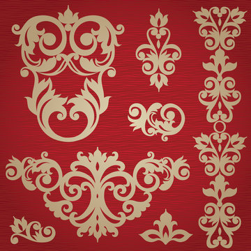 Vector set with ornament in Victorian style.