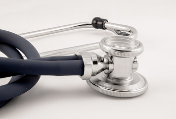 Studio shot of stethoscope detail in white background