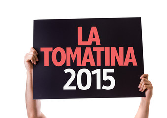La Tomatina 2015 card isolated on white