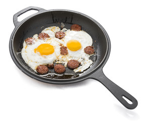 Turkish sausage with egg called sucuklu yumurta