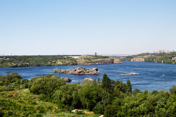 Fototapeta na wymiar Dnieper River with the islands in Zaporozhye