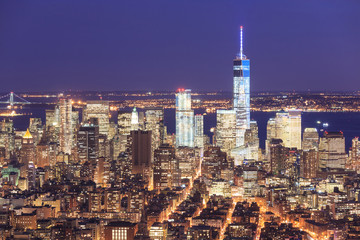 the Freedom Tower and Downtown Manhattan skyline