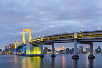 Fototapeta na wymiar Tokyo Rainbow bridge in Japan.
