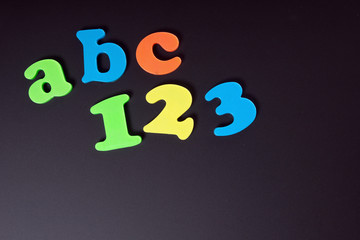 Kreidetafel mit ABC und 123