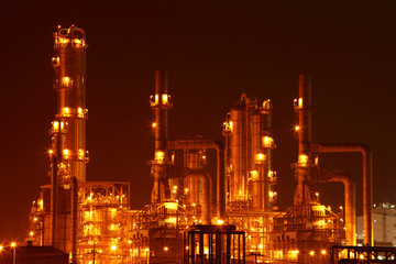Petrochemical plant in the night,Oil plant