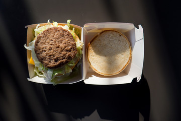 Popular fastfood: soft hamburger with fresh meat