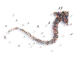 People in the form of arrows.