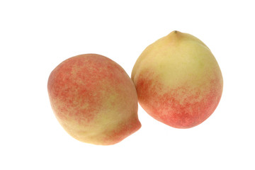 two peachs isolated on white background
