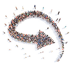 People in the form of arrows.