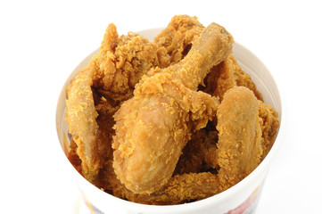 Fried chicken in white bucket box