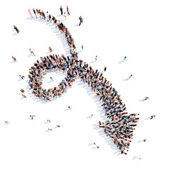 People in the form of arrows.