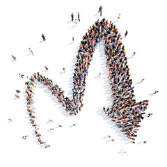 People in the form of arrows.