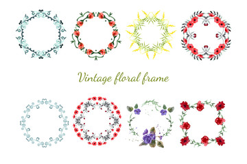 Illustration with flowers and leaves