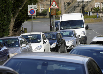 Parked vehicles in city centre