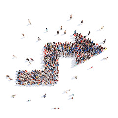 People in the form of arrows.