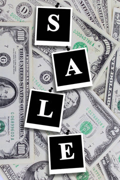 signboard sale on the dollar background