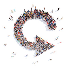 People in the form of arrows.