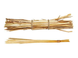 Set pile straw isolated on white background