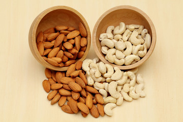 Almonds and  cashews