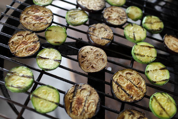 Fried vegetables on the grill