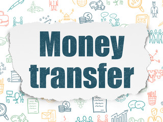Finance concept: Money Transfer on Torn Paper background