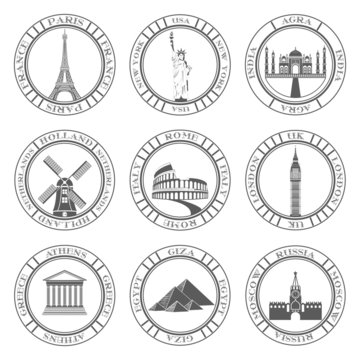 Set of Vector Icons. Travel and Sightseeing.