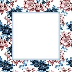 Watercolor flower frame on white background