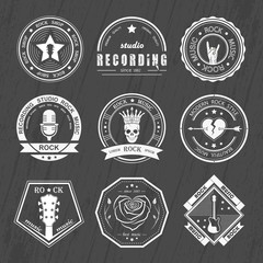 Set of vintage logos of rock music and rock and roll