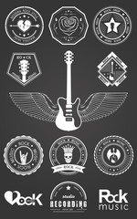 Set Badges of rock music and rock and roll