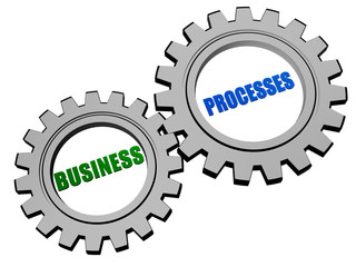 business processes in silver grey gears
