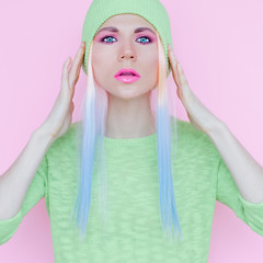 fashionable girl. Vanilla colors of summer