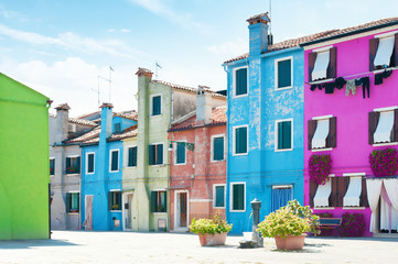 Old colorful houses in Burano, Italy.