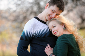 couple in love in the forest