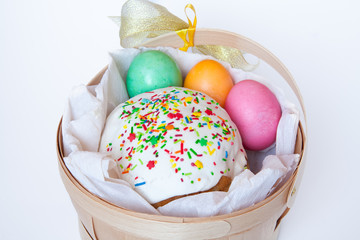 Fototapeta premium Easter cake and colored eggs