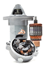 Motor starter, rotor windings and brushes starter