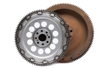 new and old rusty damping flywheels for car diesel engines