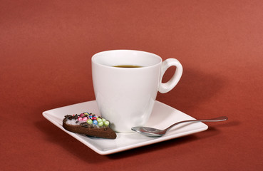 cup of coffee and gingerbread cookies.