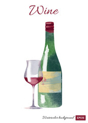 Watercolor vector wine background