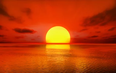 Poster Untergehende tropische Sonne im Meer. © andrew7726