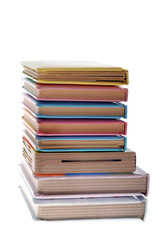 Stack of books isolated on white background